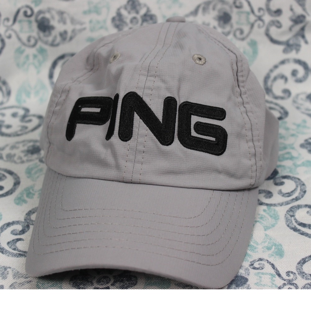 Ping Golf Hat Mens Gray Adjustable Strapback Embroidered Logo Polyester Cap